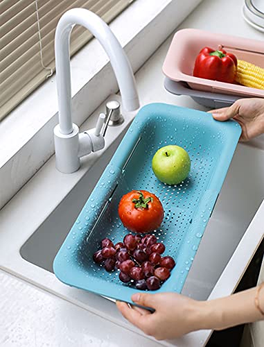 Collapsible Sink Colanders and Strainers Basket Over the Sink Colander Collapsible Colander Extendable Plastic Fruit Vegetable Strainer Drainer Basket for Kitchen