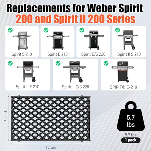 17.5" Dual Sided Diamond Sear Grill Grates for Weber Spirit 200 Series