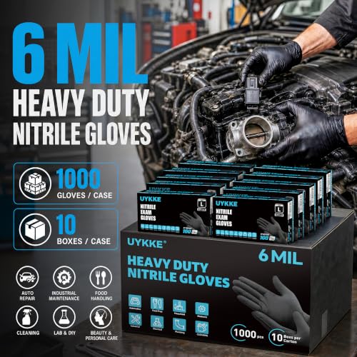 Nitrile Gloves Disposable Rubber Latex Gloves Black Nitrile Latex Gloves XL Black Rubber Gloves Disposable Cleaning Mechanic Gloves HEAVY DUTY 6 Mil Nitrile Gloves (1000 Count)