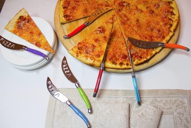 Laguiole 7-Piece Pizza Cutter Set Stainless Steel Smooth Cutting Dishwasher Safe Luxurious Sharp Knife Set for Parties (Rainbow) - Culinary Roots