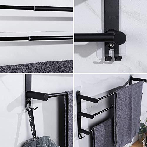 Black Adjustable Towel Bar for Bathroom Wall Mount17