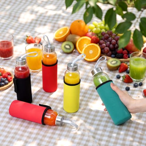 12 Pack Glass Water Bottles with Sleeves (12 Count)