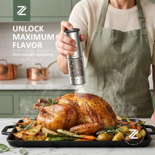 Rechargeable Electric Salt and Pepper Grinder Set with Charging Base