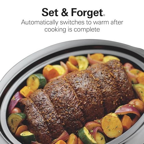 Portable 7 Quart Programmable Slow Cooker with Three Temperature Settings