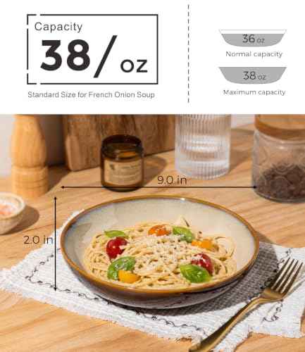 9.0" Ceramic Pasta Bowls Set of 6 (4 Count)