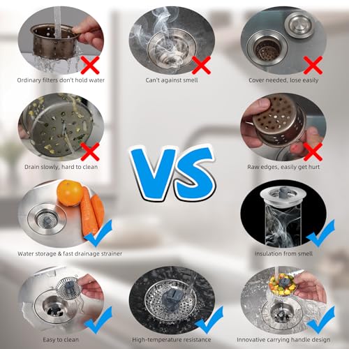 3 in 1 Kitchen Sink Drain Strainer