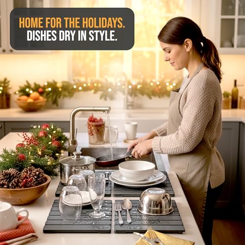 Large Foldable Stone Dish Drying Mat (2 Count)