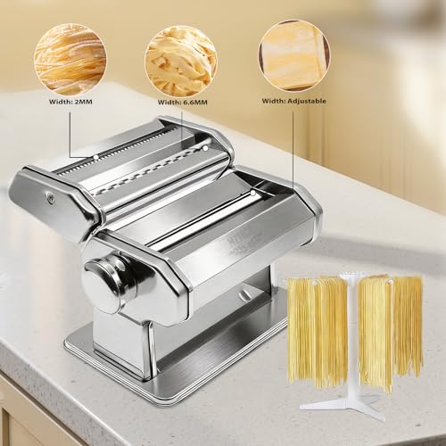 3-in-1 Pasta Maker Machine - 9 Thickness Stainless Steel Roller