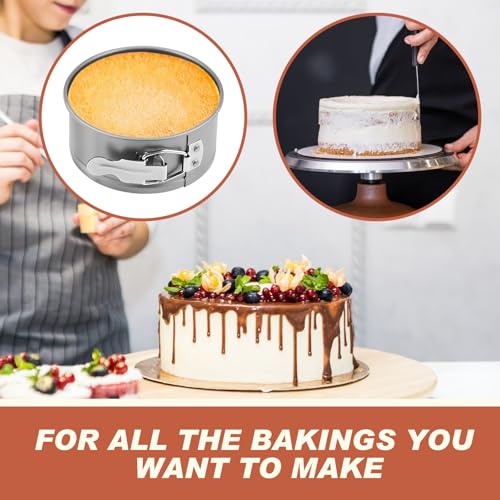 4 Pcs 4 Inch Non Stick Springform Pan with Removable Bottom Carbon Steel Round Springform Cheesecake Pan with Stainless Steel Spring Buckles for Baking Kitchens Restaurant (4 Count)