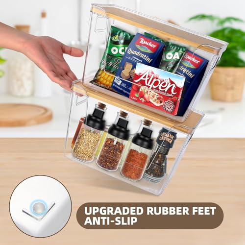 4 Set Potato And Onion Storage Bins with Bamboo Lid