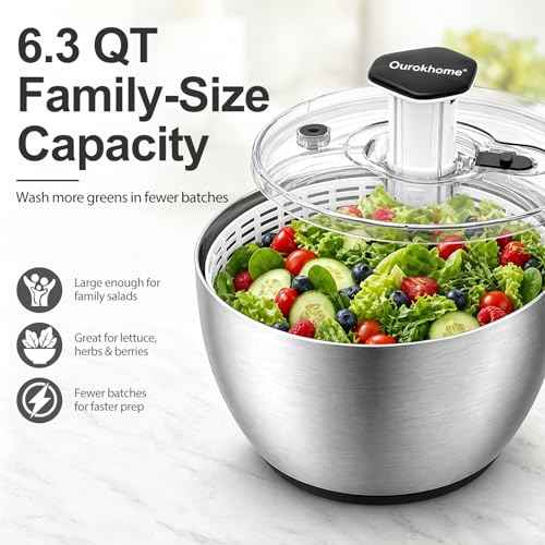 6.3 QT Stainless Steel Salad Spinner