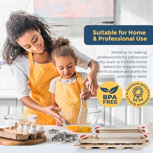 Baking Kit Nonstick Gold Steel Oven Set (6 Count)