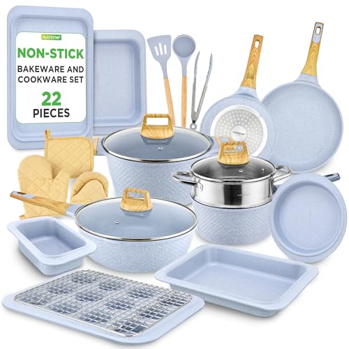 22 Pc Ceramic Cookware Set