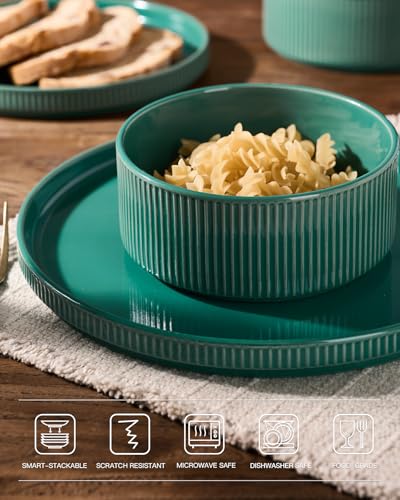 Stoneware Dinnerware Set with Pasta Bowls (24 Count)