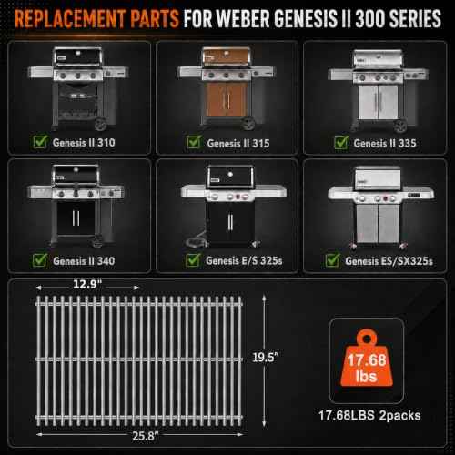 9.5 MM Grill Grates for Weber Genesis II 300 & LX 300 Series Grills