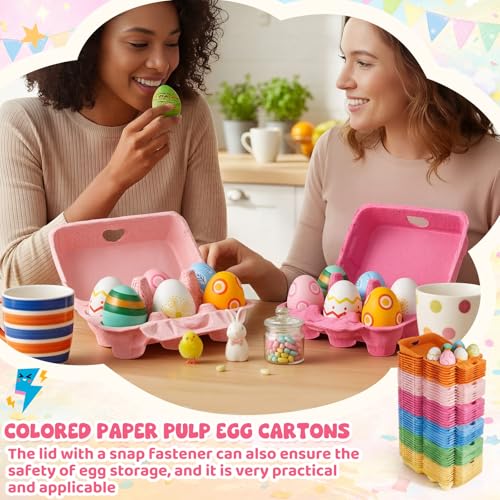 102 Pieces Colored Paper Pulp Egg Cartons Bulk 2 x 3 Colorful Style Vintage Blank Egg Cartons Bulk for Fresh Duck Quail Storage Kitchen Family Farmhouse (102 Count)