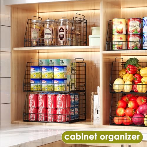 6 Pack Stackable Wire Baskets for Pantry (6 Count)