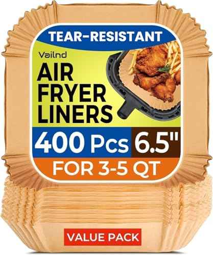 400 Pcs 6.5" Square Air Fryer Liners Disposable for 3 (400 Count)