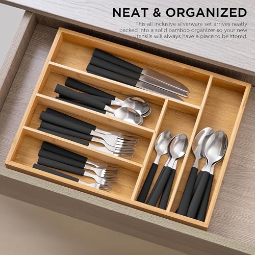 Bamboo Kitchen Utensil Set with Drawer Organizer