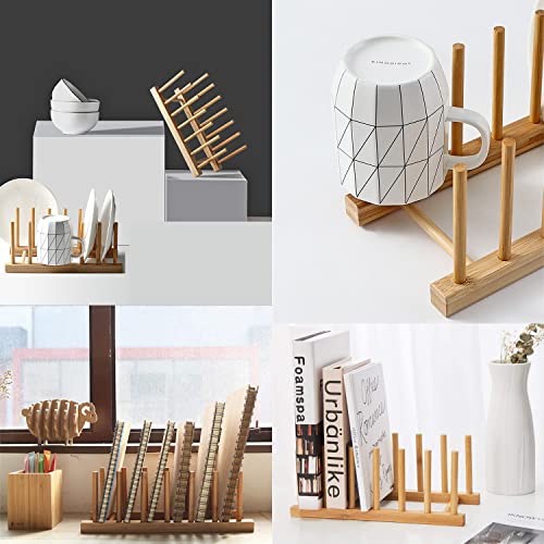 Bamboo Wooden Plate Racks Dish display Holder Kitchen Storage