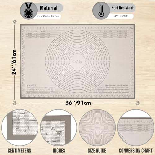 Silicone Pastry Mat 36x24 Inch Nonstick Baking Mat