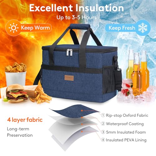 Cooler Bag 30 Cans Collapsible and Insulated Large Lunch Bag Leakproof Soft Cooler Portable for Camping