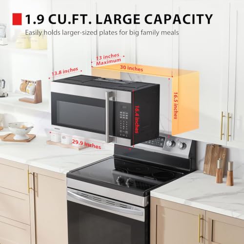 Over-the-Range Microwave Oven, 1.9 Cu.Ft, 1000W, Stainless Steel