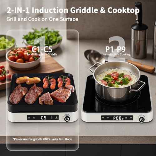 Portable Induction Cooktop with Griddle Pan