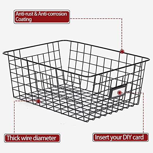 8 Set Extra Large Wire Baskets for Organizing with Lables (8 Count)