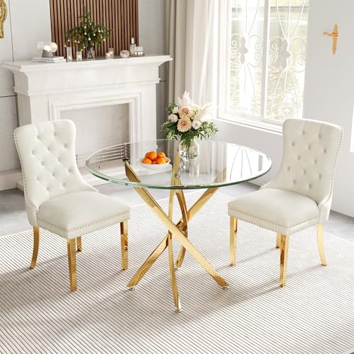 36" Round Glass Dining Table for 4