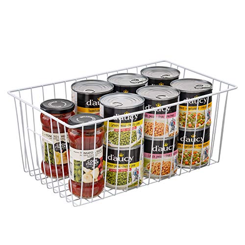 16inch Farmhouse Freezer Wire Baskets Organizer Storage Bins Large Organizer Baskets with Handles for Storage (6 Count)