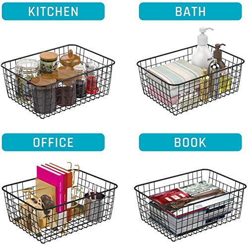 Metal Black Large Wire Basket Food Storage Organizer (2 Count)