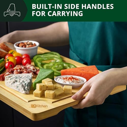 3 Piece Bamboo Cutting Board for Kitchen Butcher Block for Chopping Meat