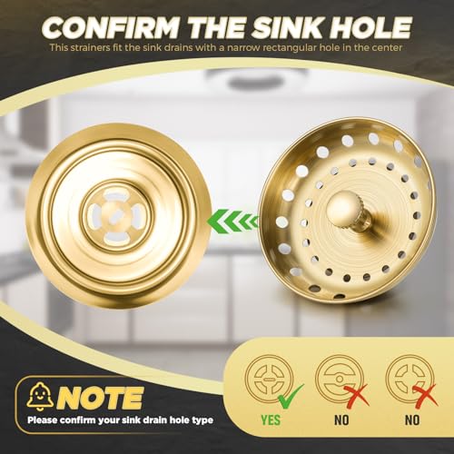 3 Pcs Kitchen Sink Drain Strainer and Stopper Stainless Steel Garbage Disposal Plug with Handle Universal Anti (3 Count)