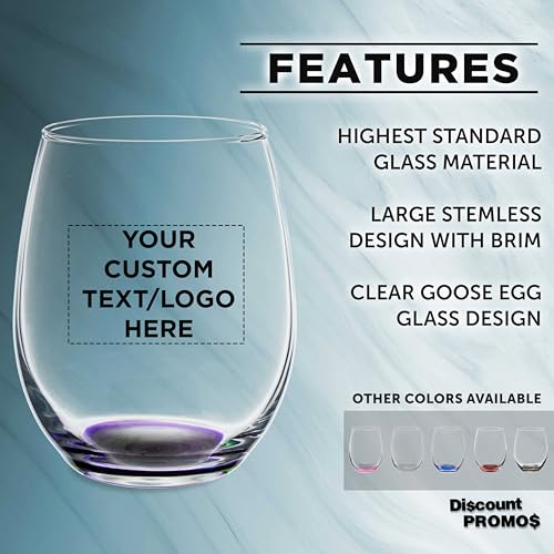 Custom Stemless Wine Glasses in Bulk by ARC Perfection (100 Count)