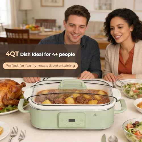 4 Quart Casserole Programmable Slow Cooker with Ceramic Baking Dish