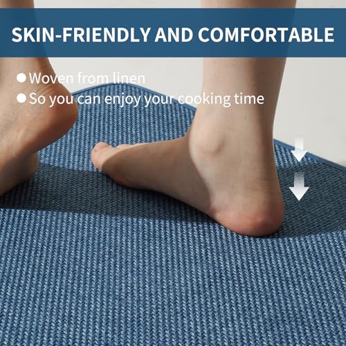 Kitchen Rugs Kitchen Mats for Floor Non Slip Washable Blue 17"x47"