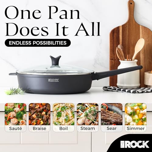 SOHO 12.5 Inch Nonstick Deep Frying Pan Skillet with Glass Lid
