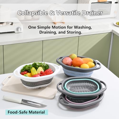 2 Pack Collapsible Silicone Colander Strainer