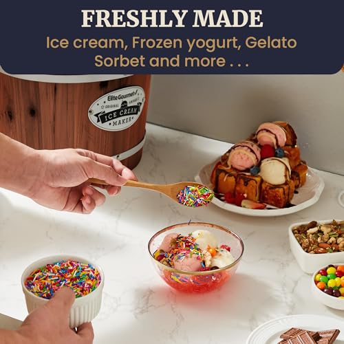 EIM418 4Qt Old Fashioned Walnut Wood Bucket Ice Cream Maker