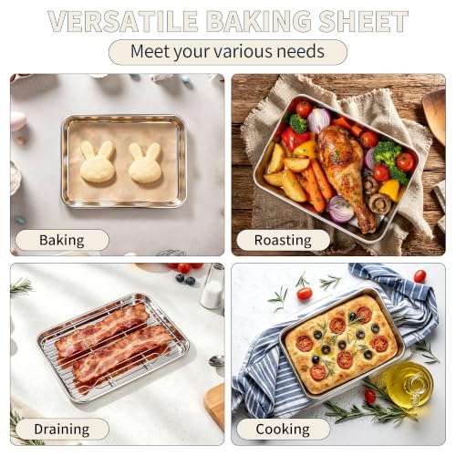 Stainless Steel Toaster Oven Pan with Rack Set