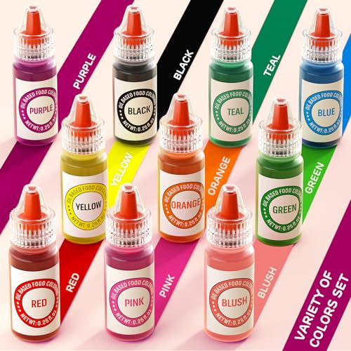 Oil Based Food Coloring for Chocolate 10 Colors Edible Food Dye for Sugar Candy Melts Oil Frosting Icing Dye for Backing Cookies Fondant Food Color for Cake Decorating (2.5 Fl Oz)