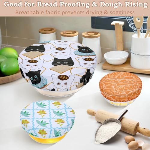 5Pcs Reusable Beeswax Elastic Bowl Covers for Bread Proofing and Food Cover (5 Count)