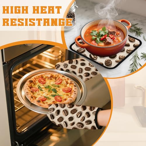 Coffee Bean Oven Mitts and Pot Holders Set (4 Count)