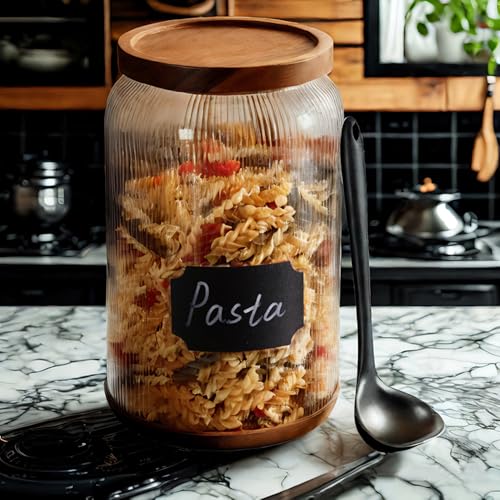 Striped Borosilicate Glass Airtight Canisters (2 Count)