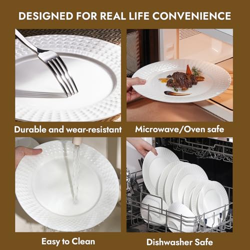 12Pc Rhombus Edge White Bone China Set