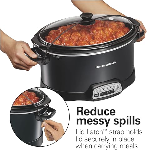 Portable 7 Quart Programmable Slow Cooker with Three Temperature Settings