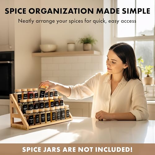 3 Tier Bamboo Spice Rack Organizer for Cabinet