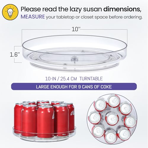 2 Pack 10 Inch Clear Acrylic Lazy Susan 360° Turntable Organizer Spice Rack (2 Count)