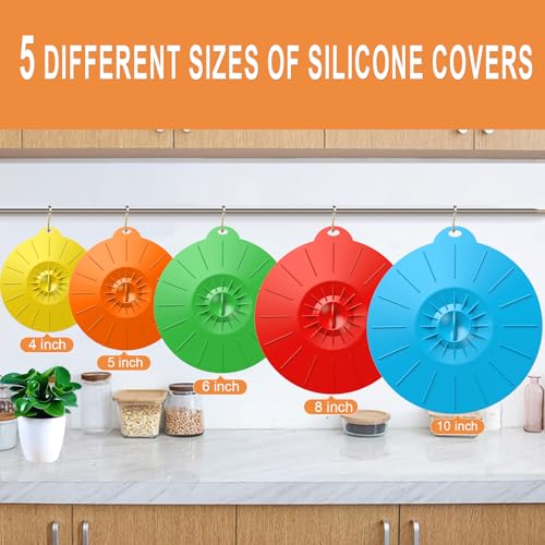 7 Pack Silicone Lids Microwave Splatter Cover (7 Count)